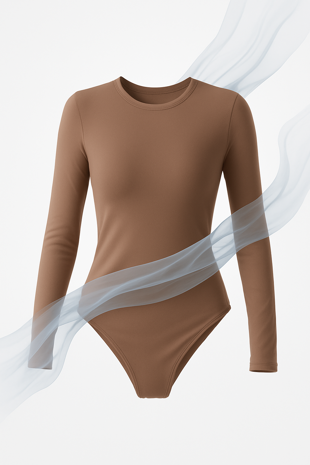 Crew Neck Long-Sleeve Bodysuit - Soft, Second Skin Fit | FlowVivi