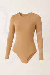 Crew Neck Long-Sleeve Bodysuit - Soft, Second Skin Fit | FlowVivi