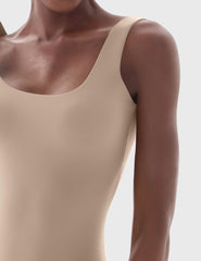 Square Neck Sleeveless Bodysuit - Soft, Second Skin Fit | FlowVivi