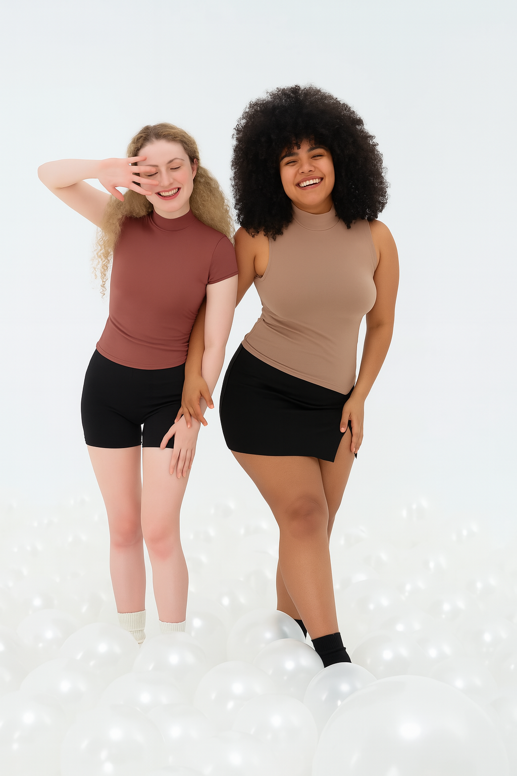 Mock Turtle Neck Sleeveless Top Double Lined| FlowVivi-top-FlowVivi Bodysuits-
