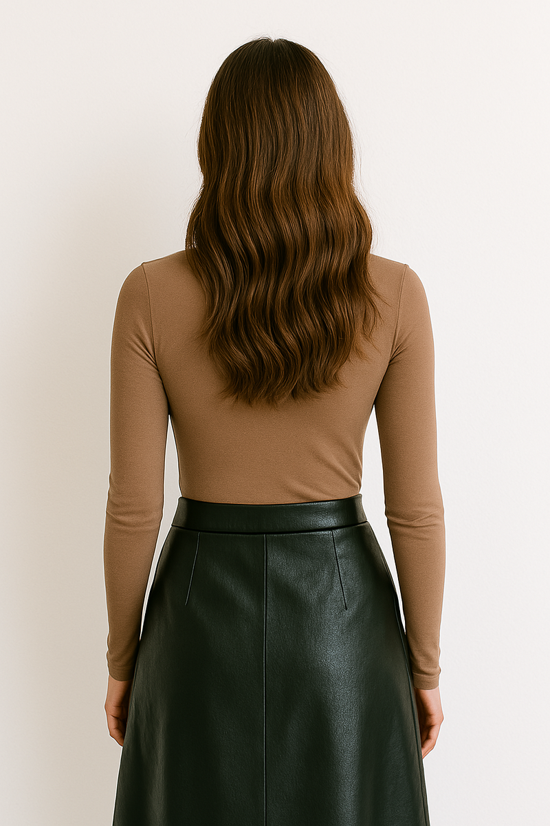 Crew Neck Long-Sleeve Bodysuit - Soft, Second Skin Fit | FlowVivi-bodysuit-Russet-2XS