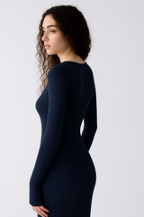Long sleeve Sexy Isis-Slip Maxi Dress | FlowVivi-dress-FlowVivi Bodysuits-
