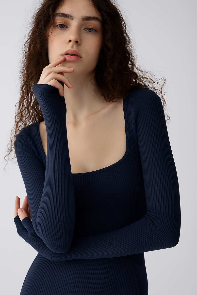 Long sleeve Sexy Isis-Slip Maxi Dress | FlowVivi-dress-FlowVivi Bodysuits-Nocturne-S